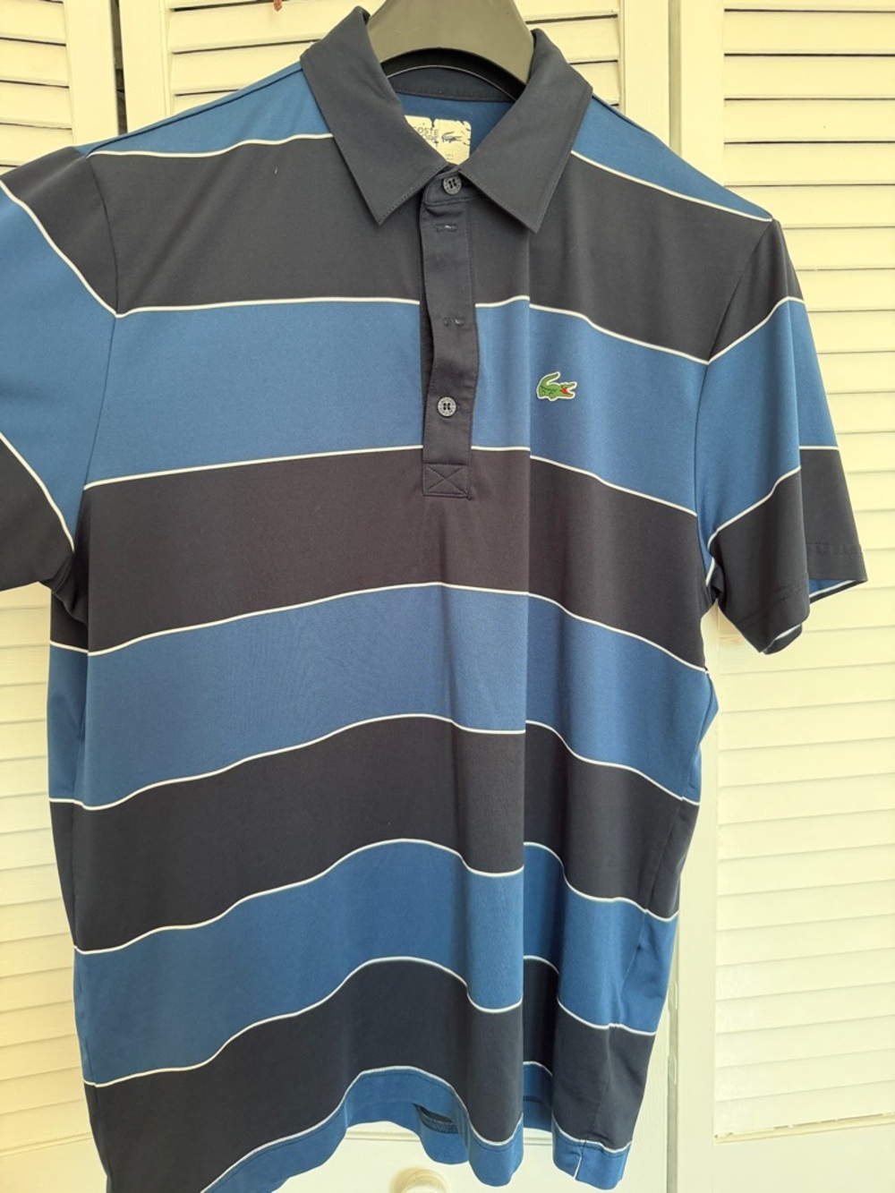 Lacoste Men's Blue & Navy Striped Polo